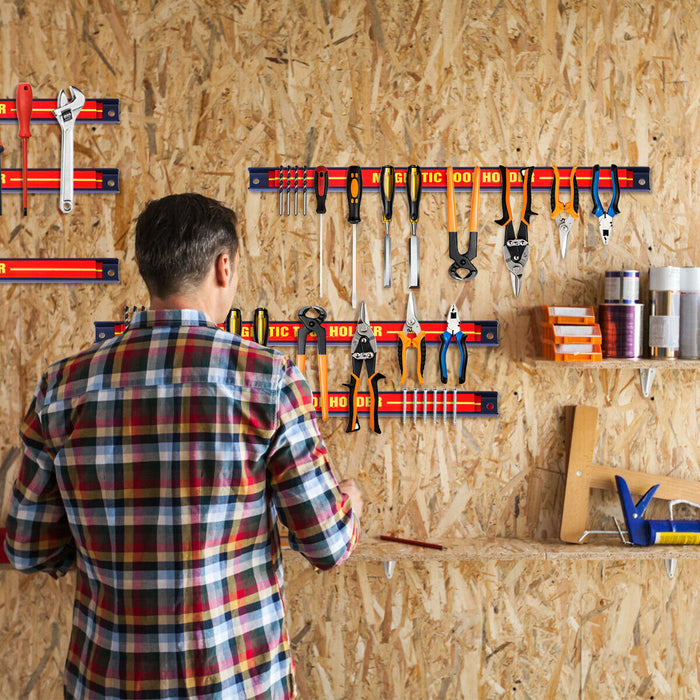 Magnetic Tool Strip Holder Set of 6 - Includes Mounting Screws and Strong Hold - Perfect for Organizing Workspace and Keeping Tools Accessible