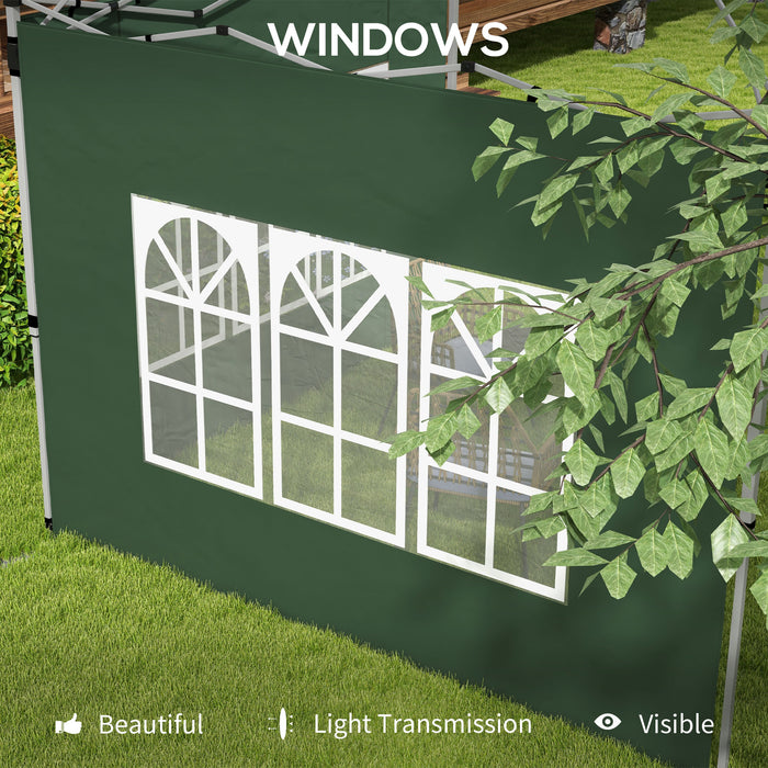 Replacement Gazebo Side Panels with Windows - Fits 3x3m/3x4m Pop-Up Structures, 2-Pack in Green - Ideal for Outdoor Shelter and Privacy