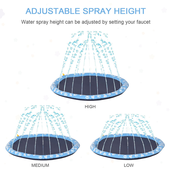 Pet Splash Sprinkler Play Mat - 170cm Non-Slip Water Game Pad for Dogs - Ideal for Cooling & Outdoor Backyard Fun
