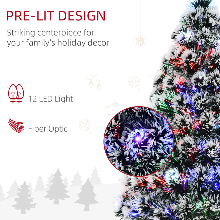 3ft 90cm Pre-Lit Artificial Christmas Tree - Green & White with LED Lights - Ideal for Festive Home Decoration
