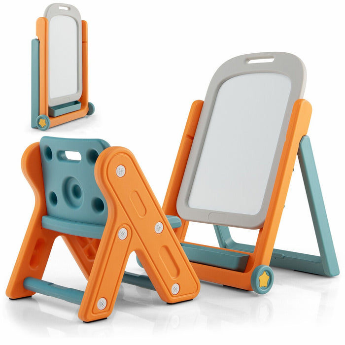 Kid's Portable Folding Art Easel Set - Table and Chair Set for Toddler - Encourages Creativity and Learning For Young Children
