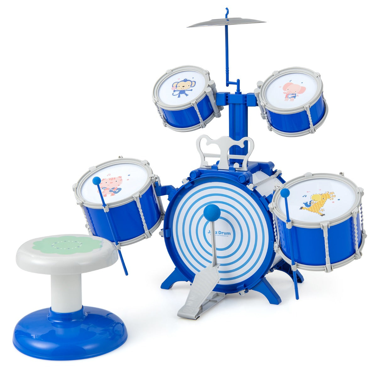 Percussion Toy - Educational Musical Instrument with Bass Drum and Foot Pedal, Blue - Perfect for Kids Learning Rhythm and Coordination