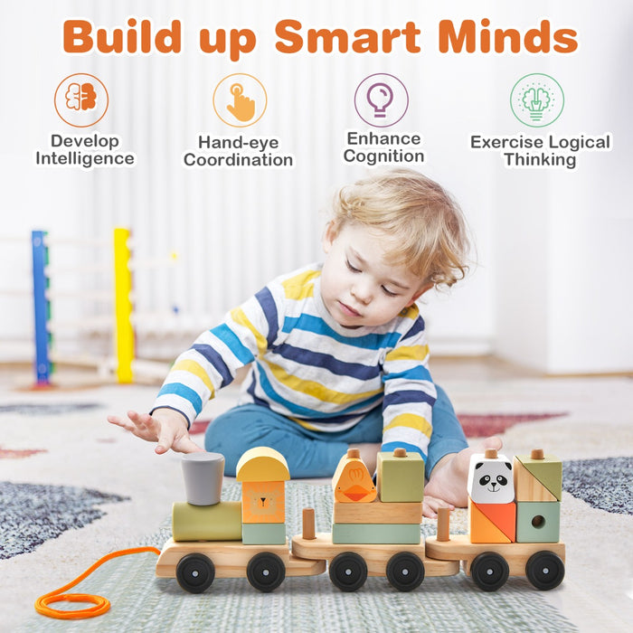 3-Section Toy Train Set - Interactive Stackable Building Blocks and Rail Play - Ideal for Cognitive Skills Enhancement in Children