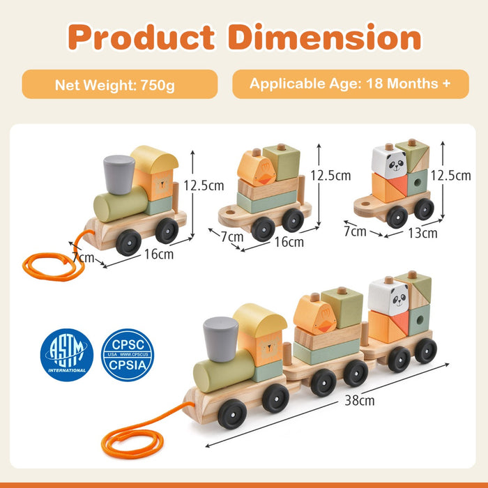 3-Section Toy Train Set - Interactive Stackable Building Blocks and Rail Play - Ideal for Cognitive Skills Enhancement in Children