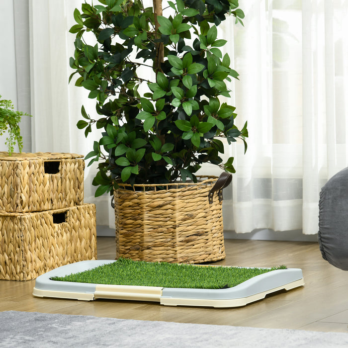 Indoor Puppy Potty Trainer - Artificial Grass Mat with Grid Panel and Leakproof Tray, 63 x 48.5 cm - Ideal for Housebreaking and Small Dogs