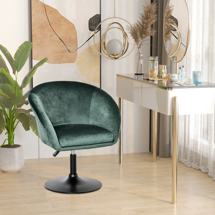 Adjustable Green Swivel Bar Stool - Fabric Upholstered Dining Chair with Tub Seat and Backrest - Versatile Dressing Stool for Home or Bar Use