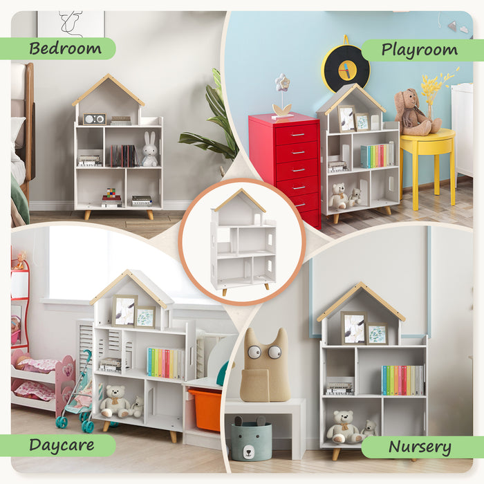 Kids Toy Organizer with 3 Shelves and 6 Cubbies - Sturdy White Storage Solution - Ideal for Playroom and Bedroom Organization