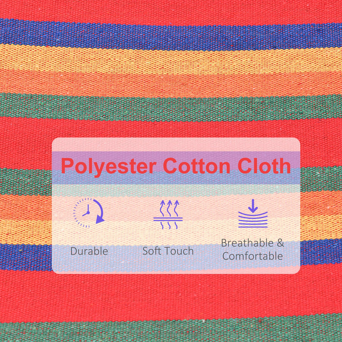 Deluxe Cotton Hammock with Headrest and Side Pocket - Soft, Portable Swing for Relaxing and Sleeping - Ideal for Beach, Yard, Bedroom, Patio, Porch, 270 x 80 cm