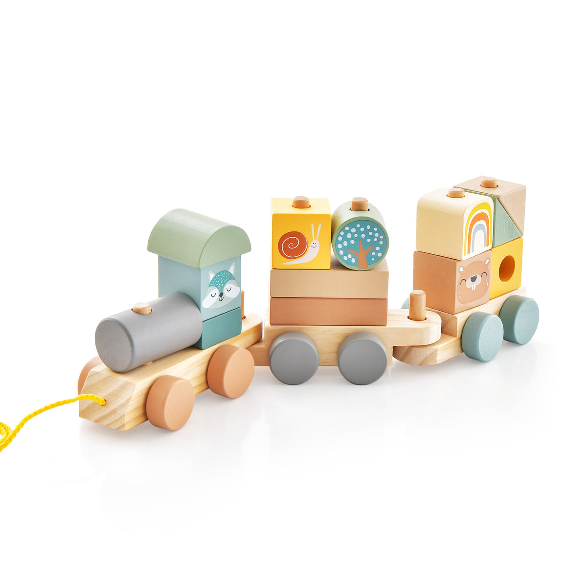 Wooden Toy Train Set with Blocks - Early Learning and Educational Toy - Perfect Tool For Developing Motor Skills in Kids
