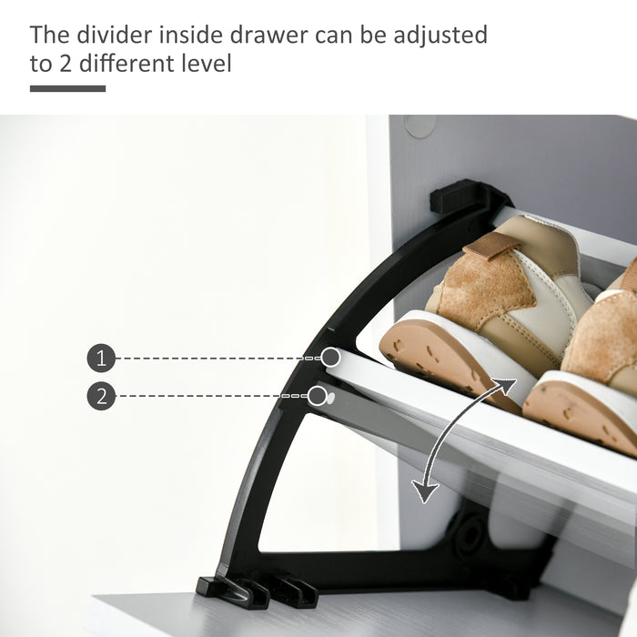 High Gloss Shoe Cabinet with 4 Pull-Down Drawers - Adjustable Storage Cupboard for 18 Pairs, Flip Doors Design - Ideal Organizer for Entryway or Closet