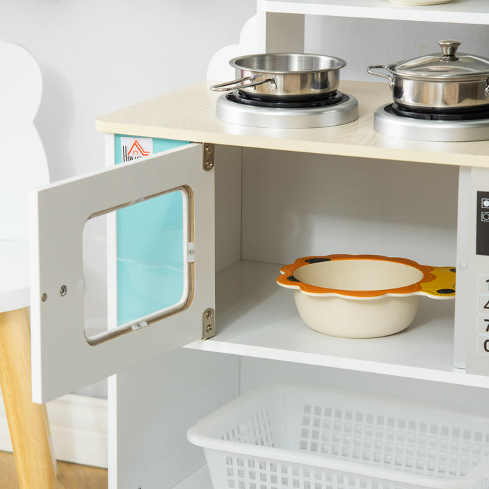 Educational Kids Cooking Playset - Wooden Toy Kitchen with Role-Playing Accessories and Storage - Creative Fun for Young Chefs and Imaginative Play