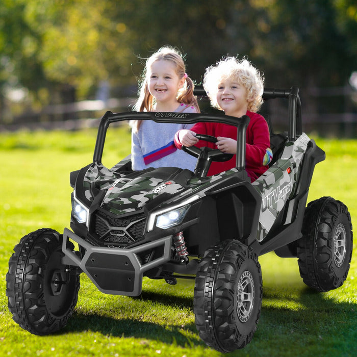 Electric 12V Kids Car - Dual Seating, Music and Remote Control Features, Sleek Black Design - Ideal Toy for Children to Explore and Enjoy!