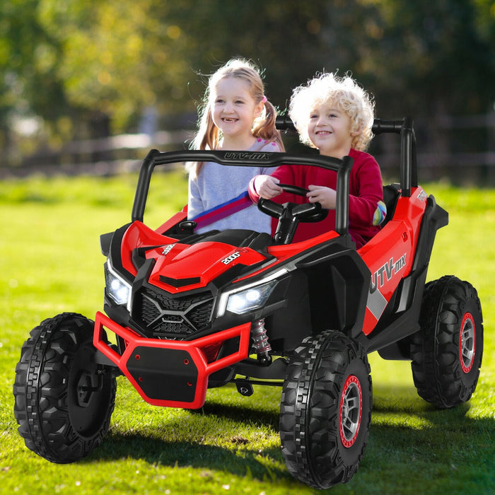 Electric 12V Kids Car - Dual Seating, Music and Remote Control Features, Sleek Black Design - Ideal Toy for Children to Explore and Enjoy!
