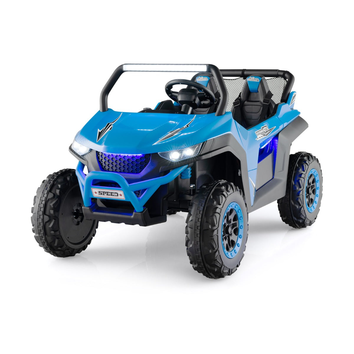 12V 2-Seater Electric Kids UTV-Blue | Outdoor Adventure Ride-On Toy ...