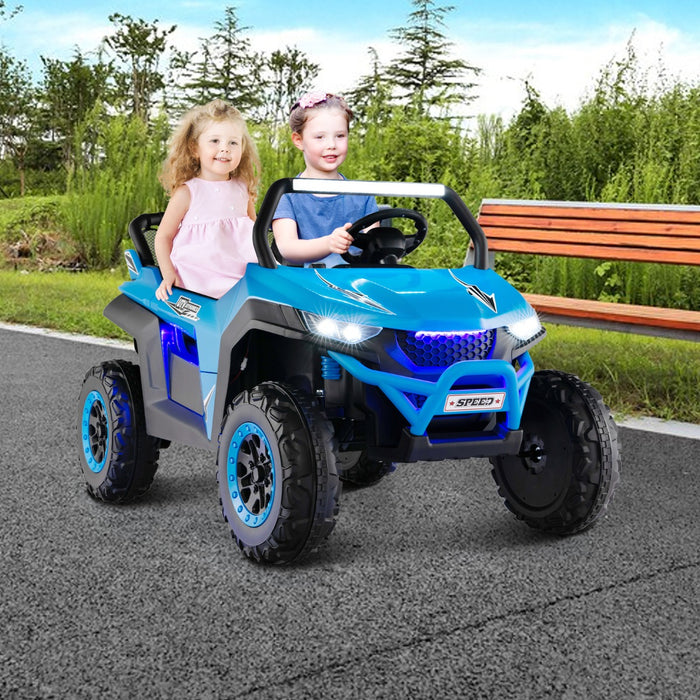 Battery Powered 12V - 2-Seater Kids Electric Car in UTV-Blue - Perfect Outdoor Ride-On Toy for Adventurous Children