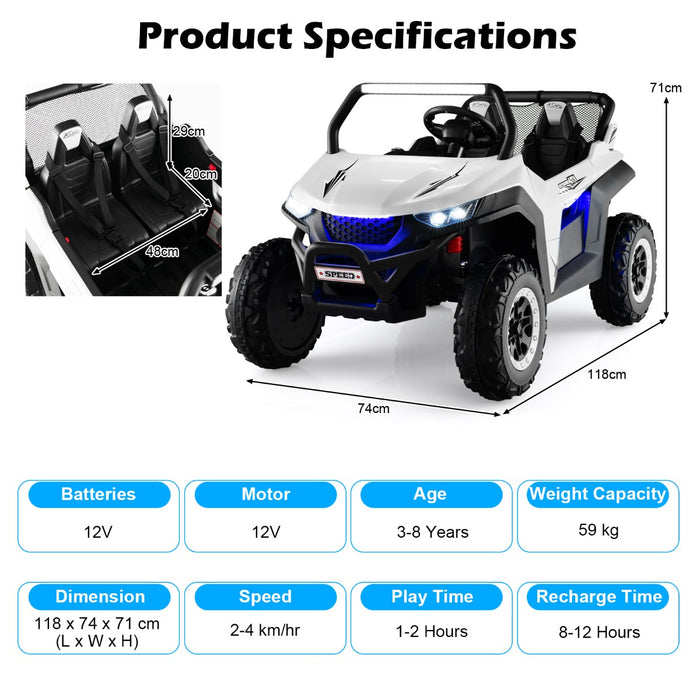 Battery Powered 12V - 2-Seater Kids Electric Car in UTV-Blue - Perfect Outdoor Ride-On Toy for Adventurous Children