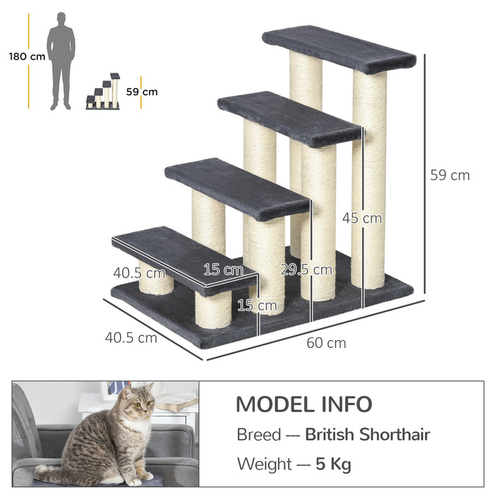 4-Step Pet Stairs for Dogs & Cats - Durable Climb Ladder in Navy Blue - Ideal for Small, Older, or Less Mobile Animals