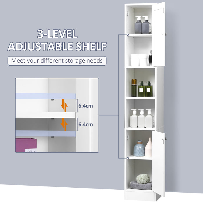 Freestanding Tall Bathroom Cabinet with Mirror - Adjustable Shelving and Mirror-Tallboy Storage Unit - Ideal for Organizing Toiletries and Linens