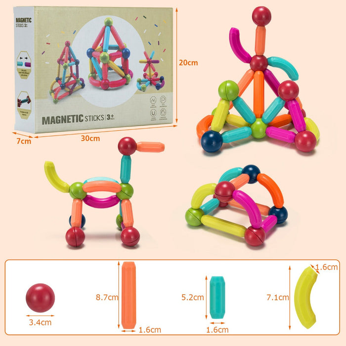 88 Pieces Set - Stacking Balls and Rods for Kids - Ideal Educational Toy for Children Over 3 Years Old