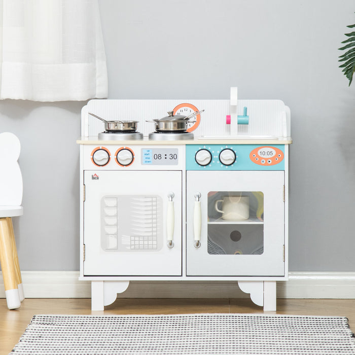 Kids Playtime Chef Station - Wooden Kitchen Set with Sink, Faucet, and Cooking Bench - Inspire Creativity with Pretend Play for Ages 3-6