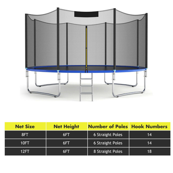Trampoline Safety Net for 8/9/12 Feet Trampolines - Dual-Headed Zippers Design for Enhanced Durability - Perfect Solution for Safe and Worry-Free Playtime