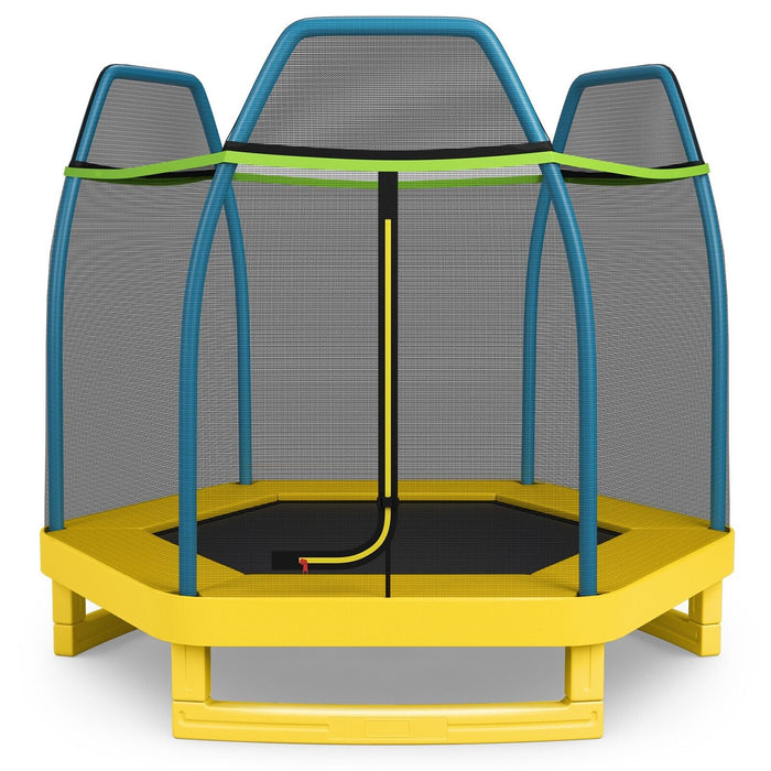 7 Feet Kids Trampoline - Green, Safety Enclosure Net Included - Ideal for Outdoor Play and Physical Activity
