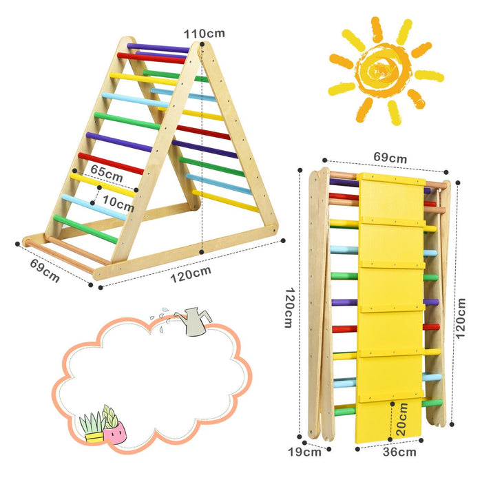 Wooden Climbing Ladder and Ramp - Colorful Play Equipment for Kindergarten and Home - Enhances Physical Development for Kids