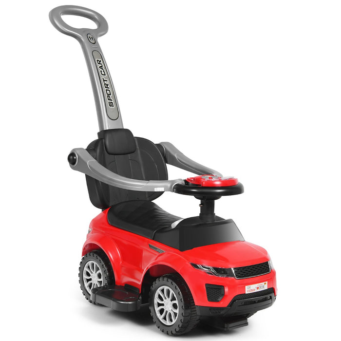 Triple Purpose Ride on Push Car Stroller - Black Sliding Walking Vehicle - Ideal for Early Childhood Motor Skills Development
