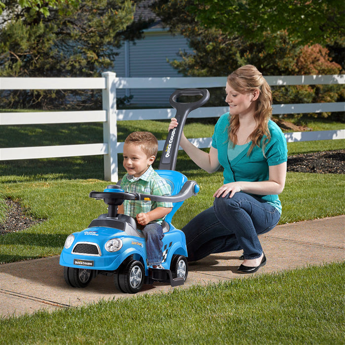 3 in 1 Kids Ride-on Car with Push Handle - Blue Version - Ideal for Enhancing Motor Skills & Providing Endless Fun