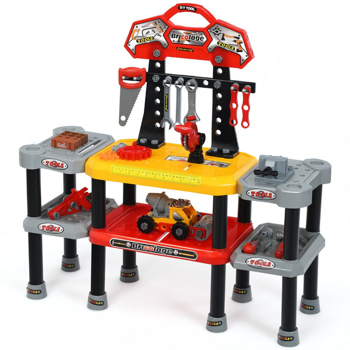 Kids Adventure - 121 Piece Pretend Play Tools Double-Tier Workbench and Construction Toy Set - Perfect for Creative and Imaginary Playtime