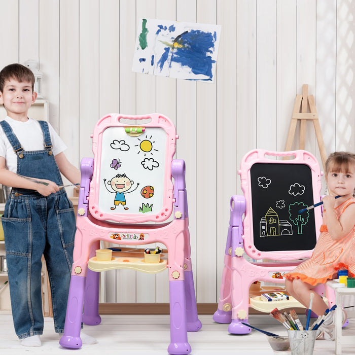 Double Sided Boards Easel for Kids - Magnetic Art Painting Board in Blue - Perfect for Young Artists to Express Creativity