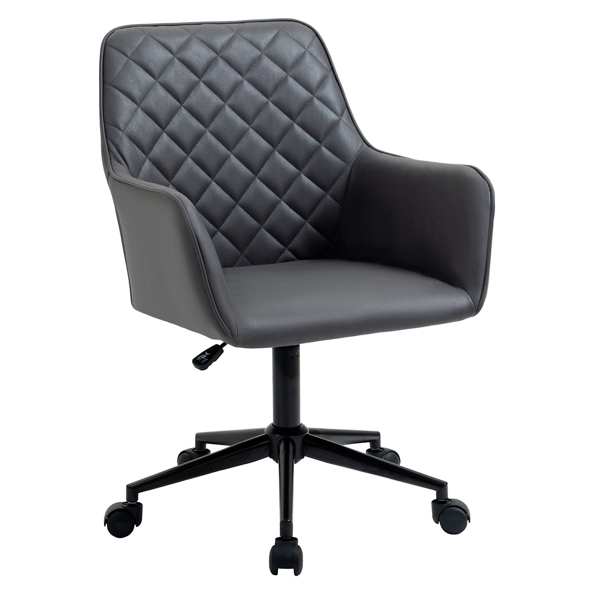 Swivel Leather-Feel Office Chair - Mobile Study & Leisure Seating Solution in Grey - Perfect for Home Office Comfort and Style