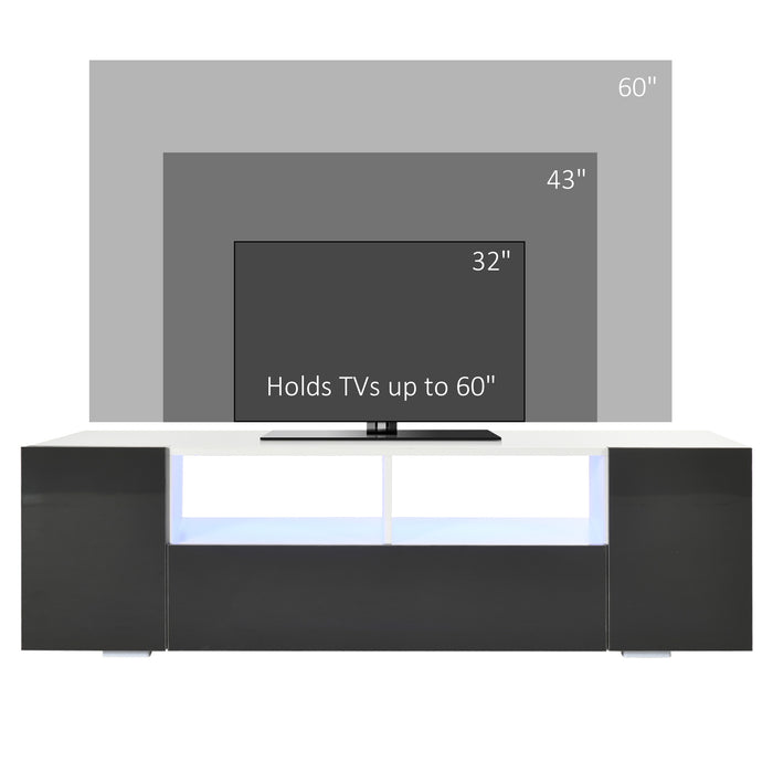 Contemporary Entertainment Center - 60" TV Stand with LED Lighting and Ample Storage, 137x35x42cm - Ideal for Organized Media Rooms and Living Spaces