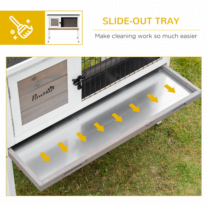 Elevated Wooden Rabbit Hutch with Asphalt Roof - Indoor/Outdoor Bunny Cage, Removable Tray - Ideal for Guinea Pigs and Small Pets, Brown