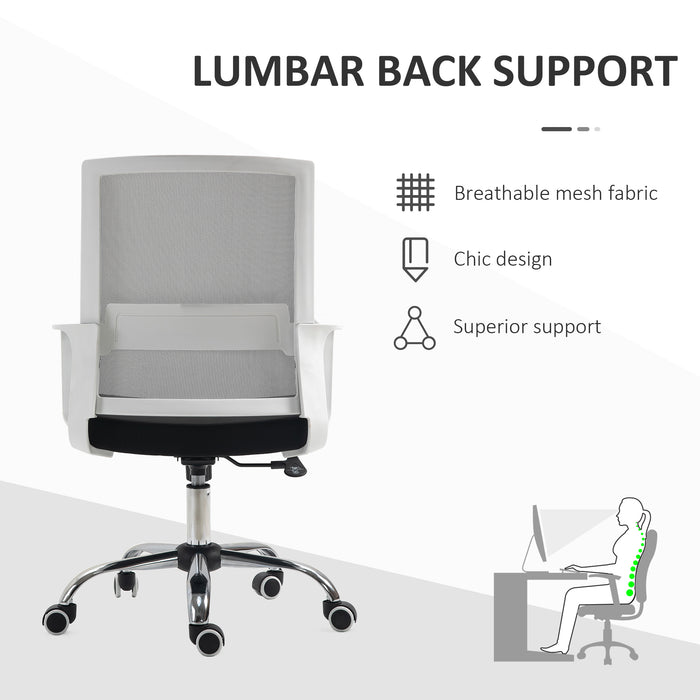 Ergonomic Mesh Desk Chair with Adjustable Height - Breathable Black Office Chair with Armrests and 360° Swivel Castors - Comfortable Seating Solution for Professionals