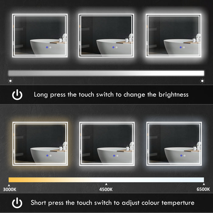 Illuminated LED Bathroom Vanity Mirror - Smart Touch Control, 3 Color Modes, Anti-Fog - Ideal for Makeup Application and Grooming Tasks