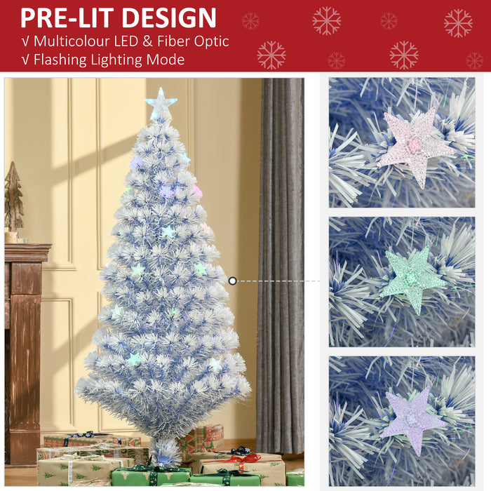 Fibre Optic Artificial Christmas Tree with Blue & White LEDs - Pre-Lit Holiday Decor, Easy to Assemble & Store, 5ft - Perfect for Festive Home Decoration