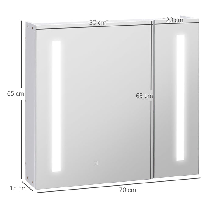 Illuminated Wall-Mounted Bathroom Cabinet - LED Mirror with Touch Switch and USB Charging, Adjustable Shelf - Space-Saving Storage for Modern Bathrooms