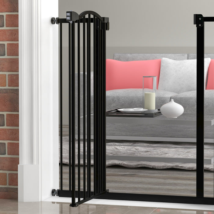 Folding Metal Pet Safety Gate for Dogs - Durable Barrier, Black Finish - Protects Pets, Indoor/Outdoor Use
