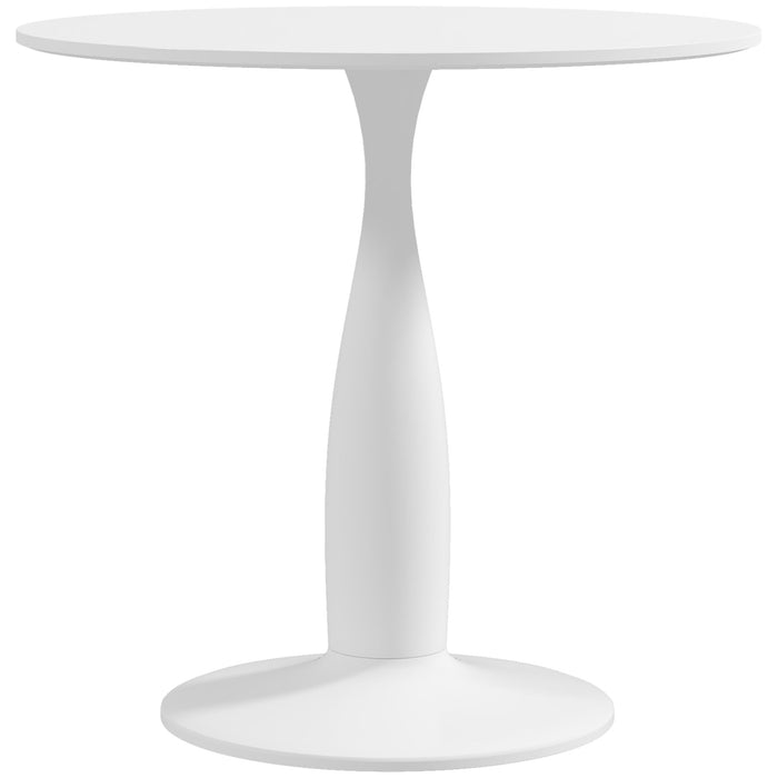 Modern Round Dining Table with Steel Base - Non-slip Foot Pad, Space-Saving Design - Ideal for Small Dining Rooms or Apartments