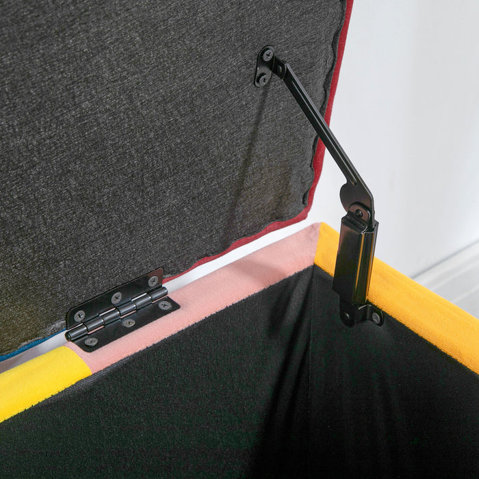 Velvet Storage Ottoman - 114cm Elegant Button-Tufted Footstool Box with Lid - Versatile Toy Chest for Living Room and Bedroom Decor