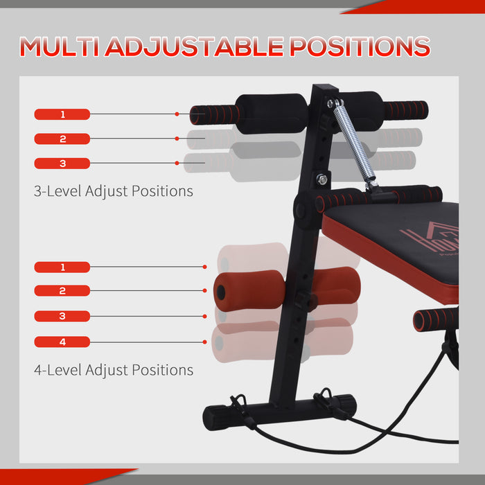 Foldable Exercise Weight Bench with Elastic Rope - Multifunctional Sit Up Workout Equipment - Ideal for Home Gym and Core Strength Training