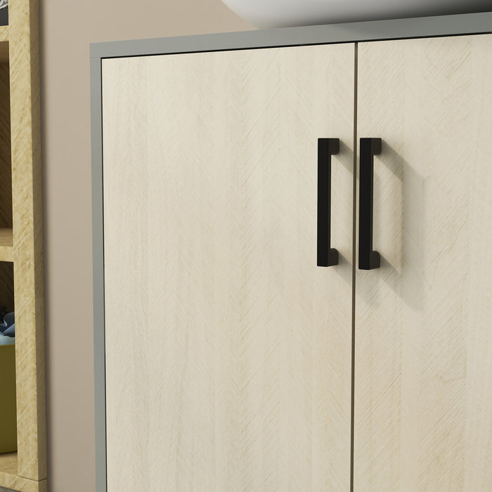 Under Sink Storage Cabinet - Bathroom Vanity Unit with Double Doors & Shelves, 60x30x61cm - Space-Saving Organizer for Bathroom Essentials