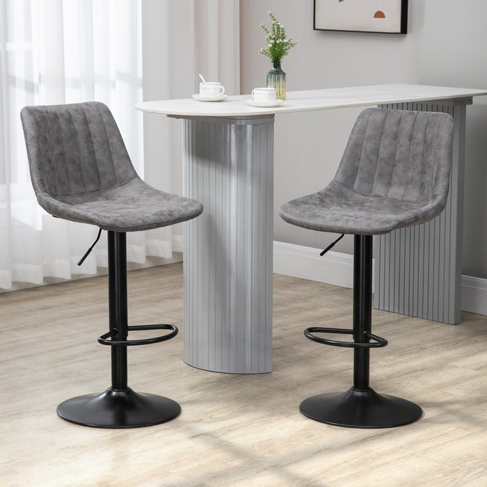 Adjustable Swivel Barstools, Set of 2 - Counter Height Dining Chairs with 360° Swivel, Footrest - Ideal for Home, Pub Seating in Grey