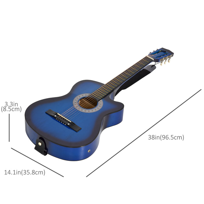 38in Acoustic-Electric Guitar with Cutaway Design - Premium Gloss Finish, Beginner-Friendly Instrument with Case - Ideal for New Guitarists and Travel Musicians