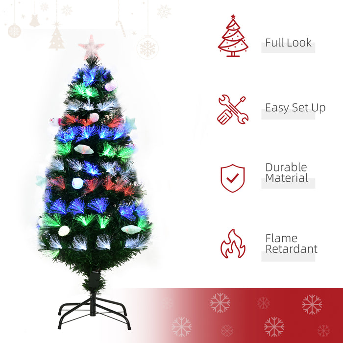 Artificial 4FT Pre-Lit Fiber Optic Christmas Tree - LED Lights & Decorative Baubles with Fitted Star - Perfect for Holiday Home Decor and Festive Celebrations