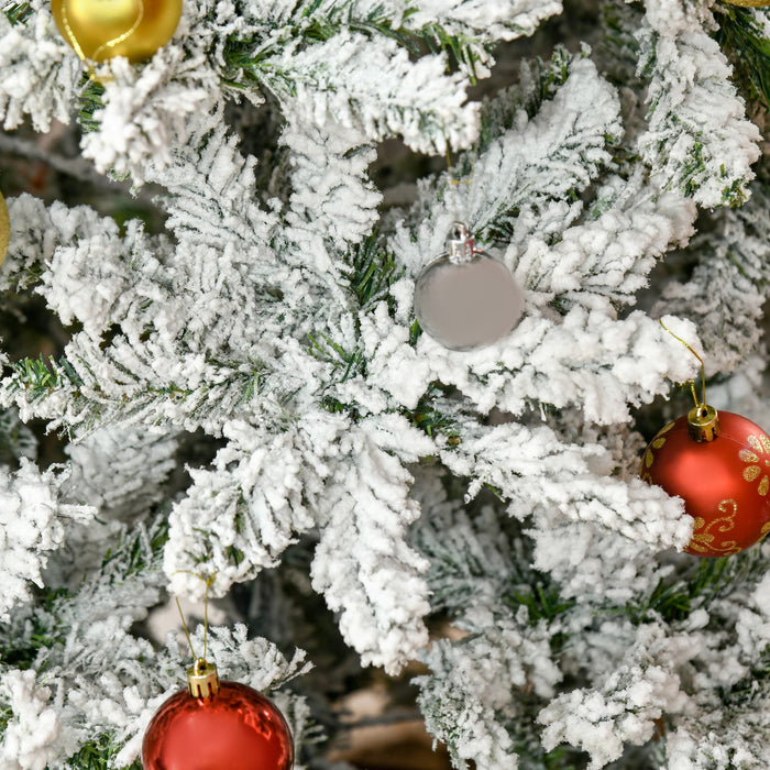 6-Foot Snow-Flocked Pine Christmas Tree - 750 Realistic Branch Tips, Easy Auto-Open, Solid Steel Stand - Perfect for Holiday Decor and Festivities