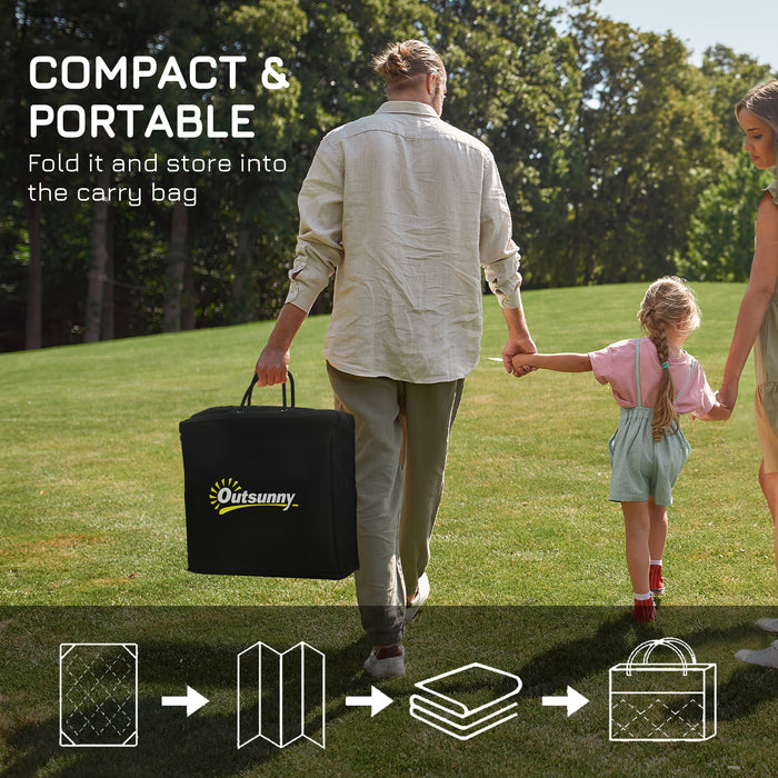 Reversible Blue and Cream RV Camping Mat - 182x274cm Eco-Friendly Plastic Straw Outdoor Rug with Carry Bag - Ideal for Picnics, Beach Trips, & Patio Use