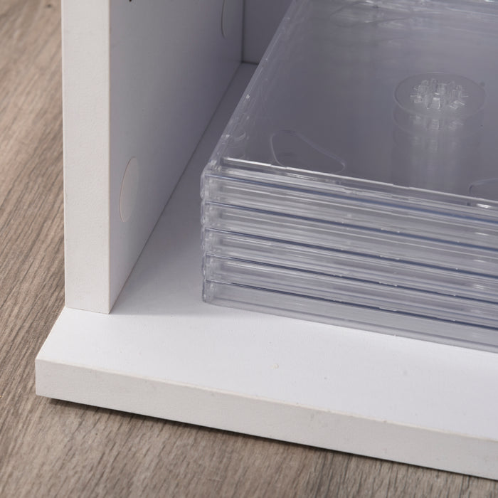 CD/DVD Storage Towers (Set of 2) - Adjustable Shelving Media Display Shelf, White - Ideal for Organizing Blu-Rays, DVDs, Books