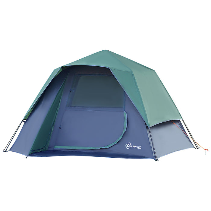 Fibreglass Frame Camping Shelter - 3 to 4 Person Lightweight Tent in Green - Ideal for Hikers and Outdoor Enthusiasts